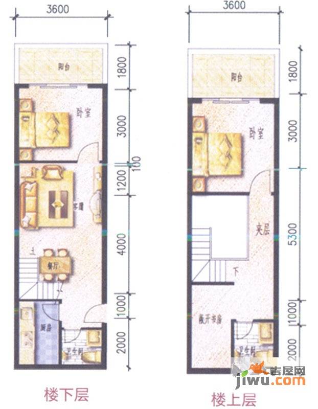 蓝山太子港2室2厅2卫94㎡户型图