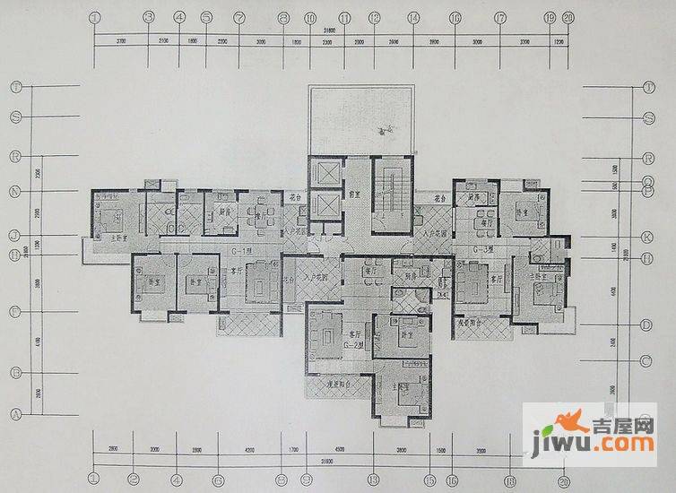 信华城市花园二期3室2厅2卫123.3㎡户型图