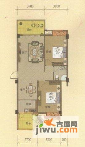 丽都·中央公馆2室2厅2卫84㎡户型图