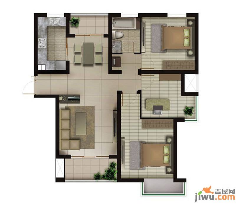 3室2廳1衛 120㎡ 首付:85萬月供:約10521.1元