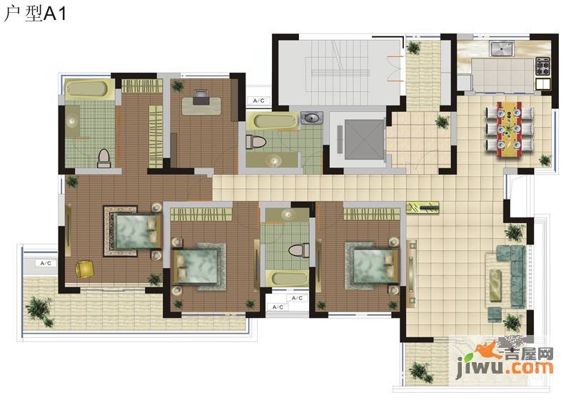 新港天都花园3室2厅2卫190㎡户型图