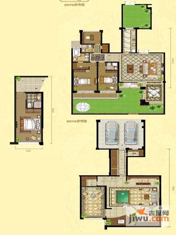 天裕人家一区2室1厅3卫155㎡户型图