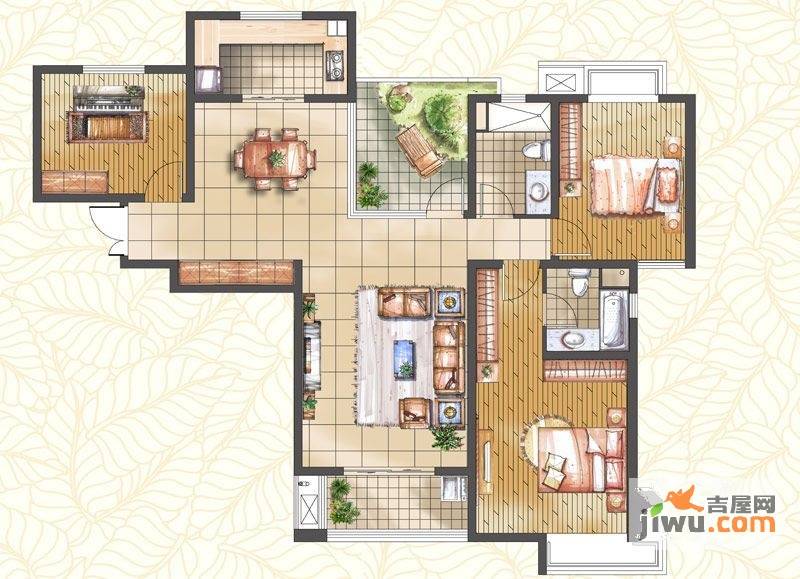 嘉馨坊3室2厅2卫144㎡户型图