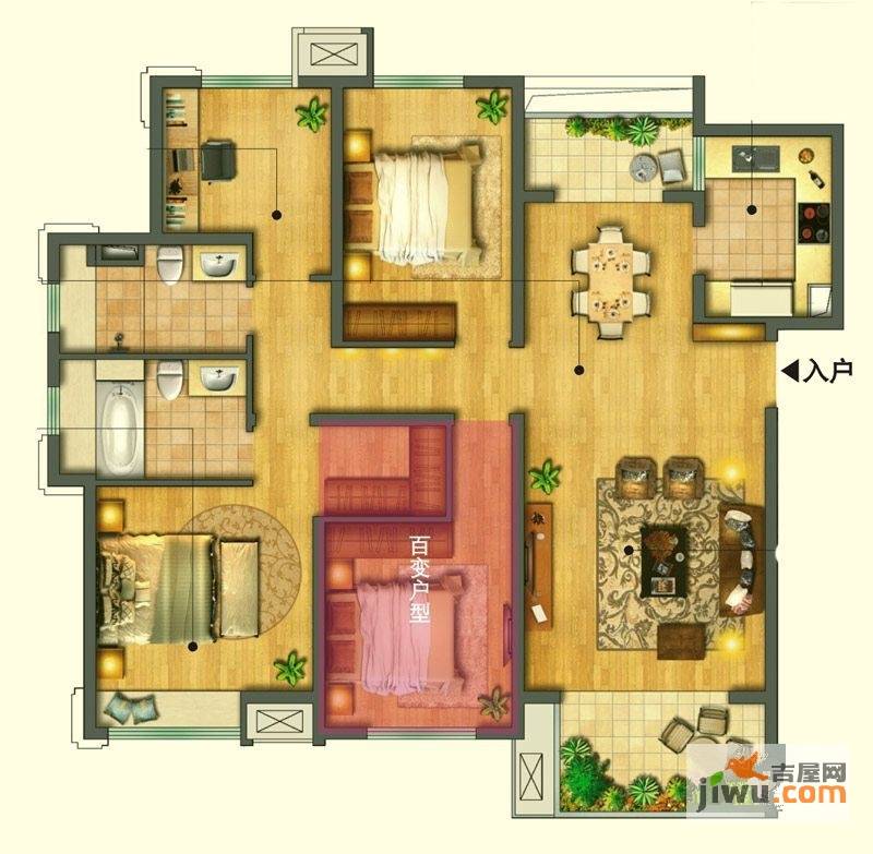 中海国际社区橙郡4室2厅2卫149㎡户型图