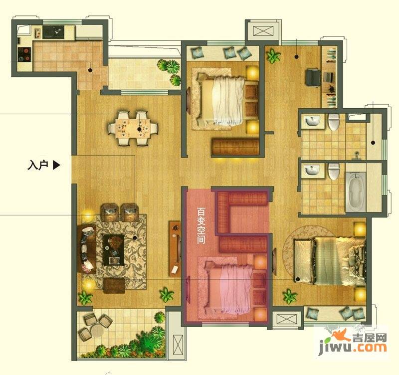 中海国际社区橙郡4室2厅2卫142㎡户型图