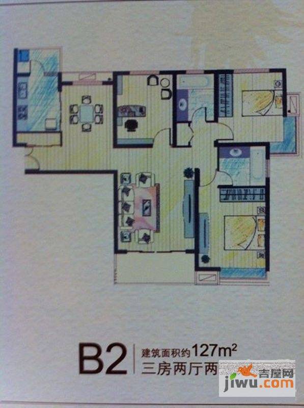 湖山新意3室2厅2卫127㎡户型图