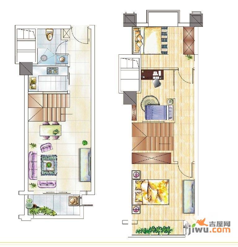 珠江首府悦城3室1厅1卫48㎡户型图