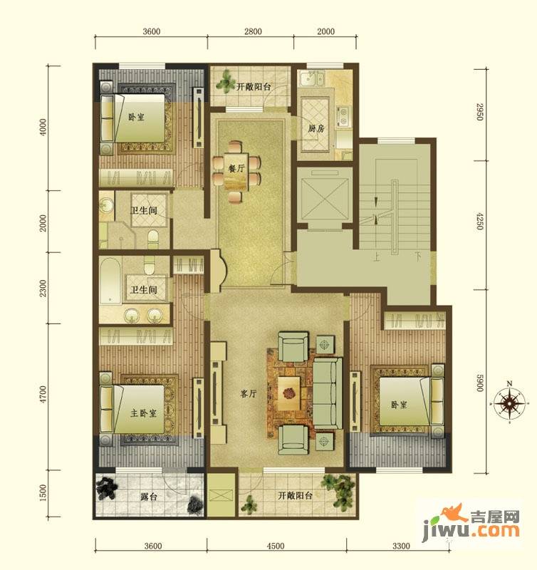 泊逸台3室2厅2卫126㎡户型图