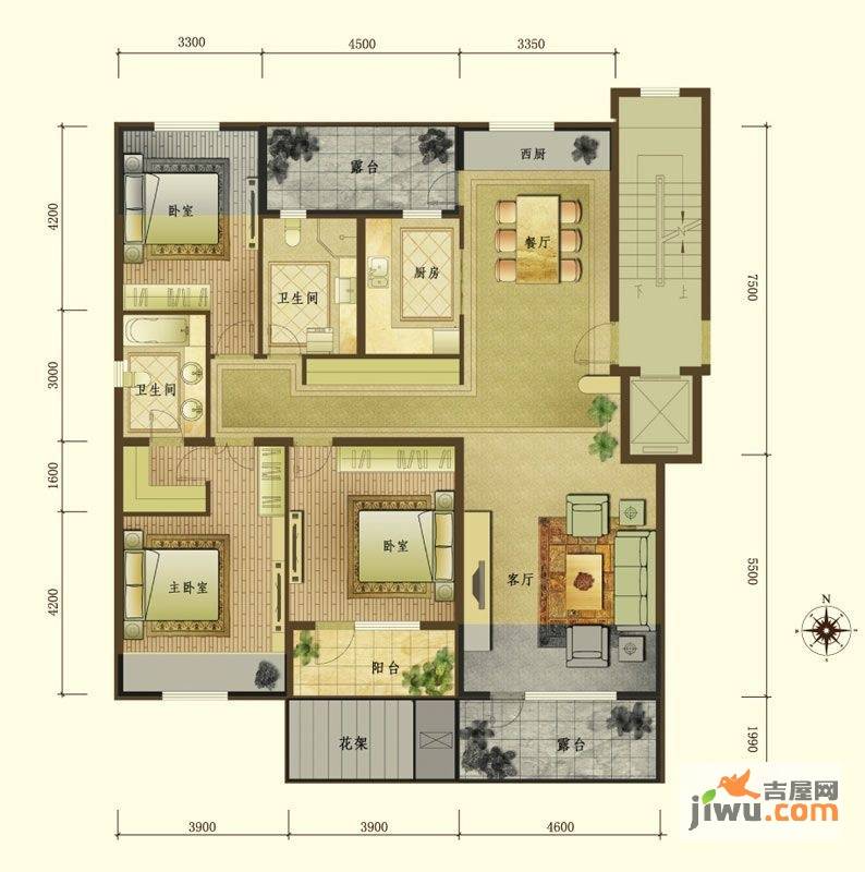 泊逸台3室2厅2卫139㎡户型图