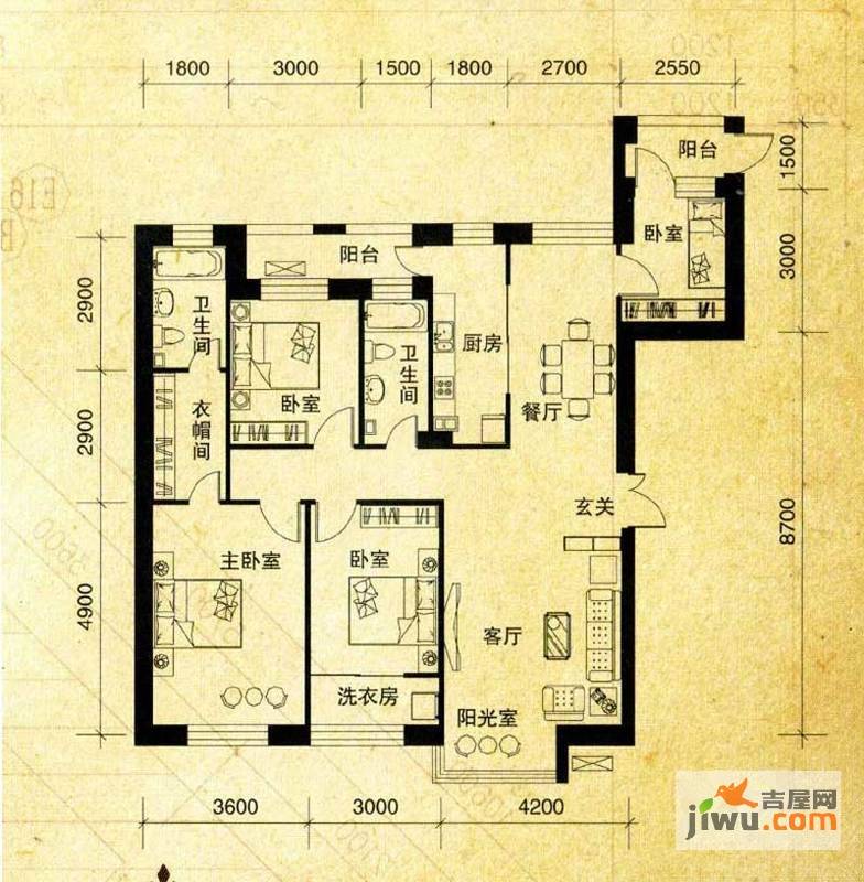 伯爵盛世纪4室2厅2卫161.7㎡户型图