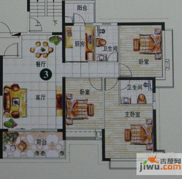 长沙恒大绿洲3室2厅2卫115㎡户型图