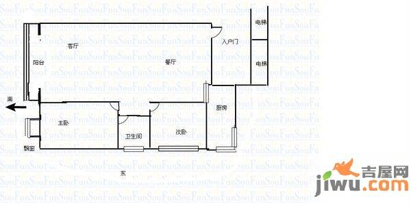 时代星城2室2厅1卫45㎡户型图