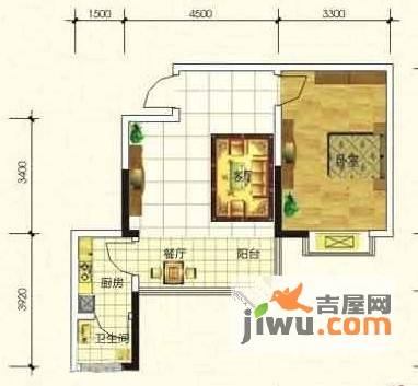 湘翰御舍1室1厅1卫户型图