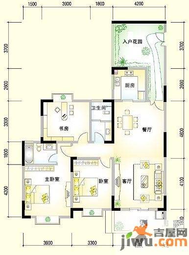 西子湖畔4室2厅2卫143㎡户型图