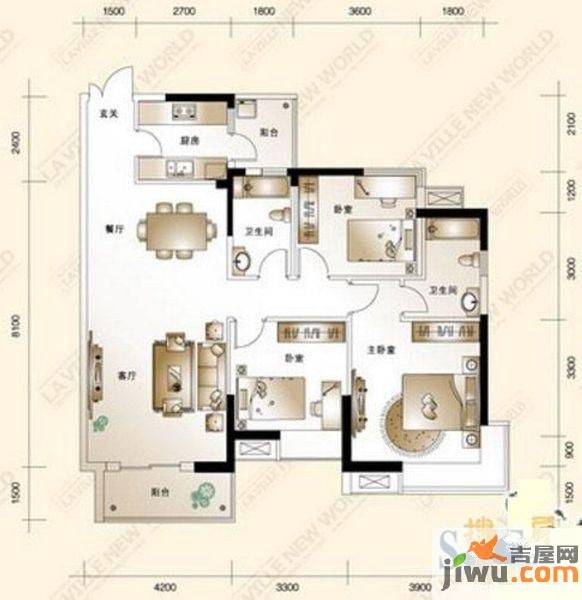 美联天骄城4室3厅2卫188㎡户型图