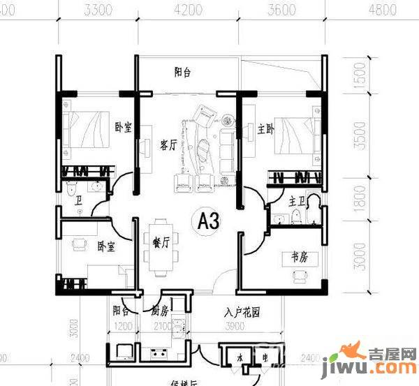 三重星都心4室2厅1卫户型图