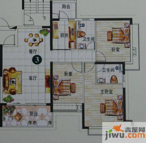 长沙恒大绿洲3室2厅2卫115㎡户型图