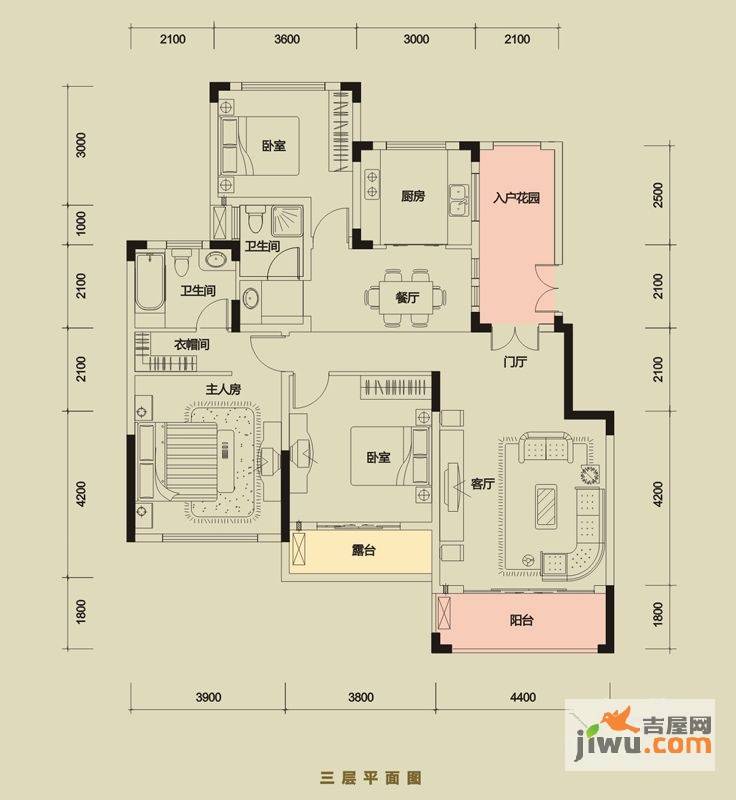 天麓3室2厅2卫130.2㎡户型图