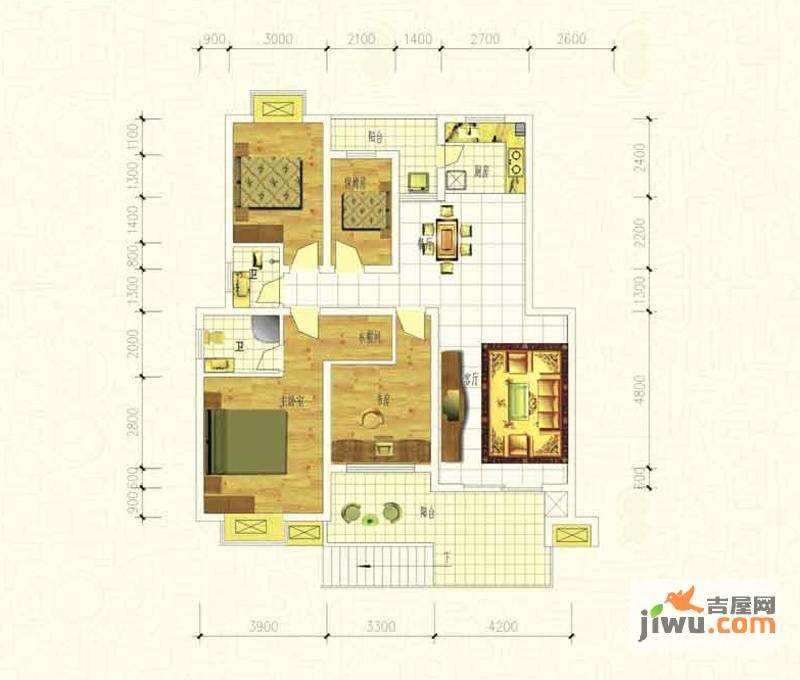 湘翰御舍4室2厅2卫134.1㎡户型图