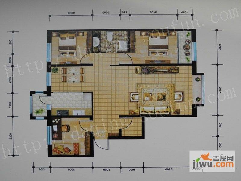 御湖湾3室2厅1卫112㎡户型图