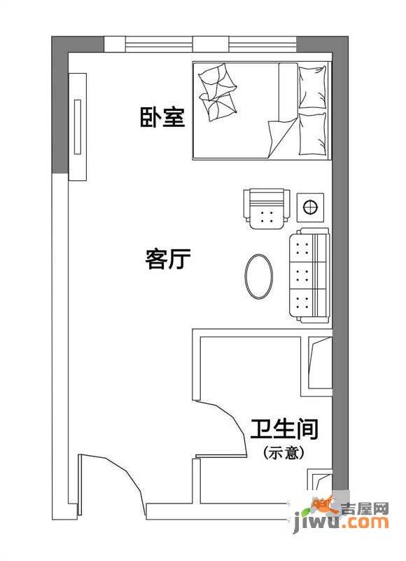 创智坊1室1厅1卫32㎡户型图