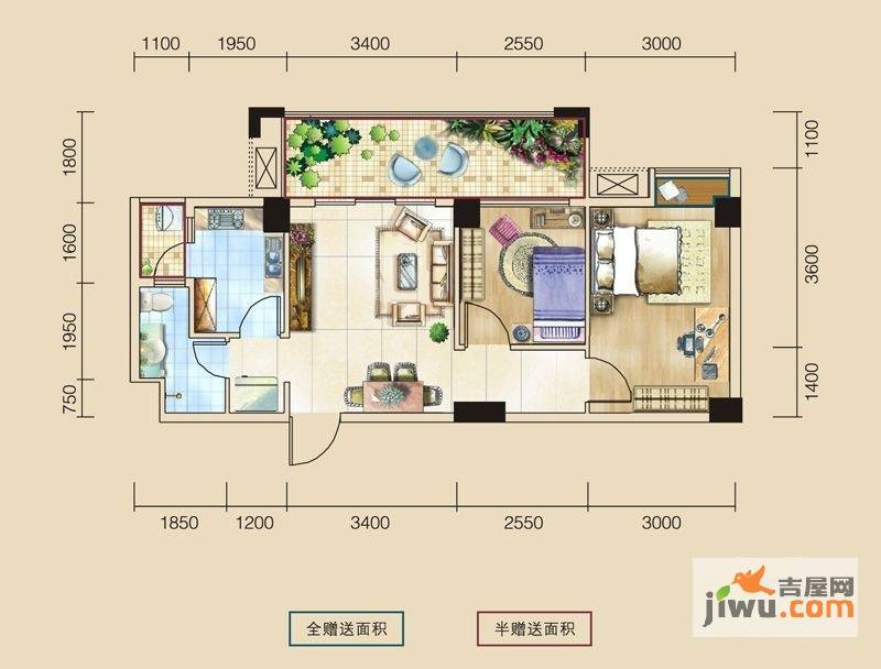 壹品天成2室2厅1卫68㎡户型图