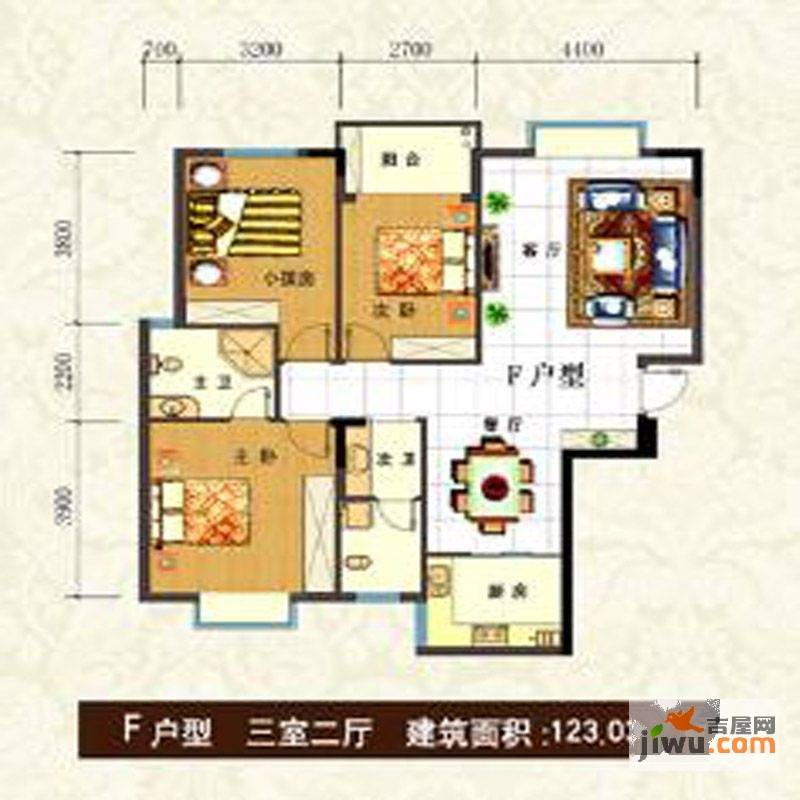 金爵逸品3室2厅2卫123㎡户型图