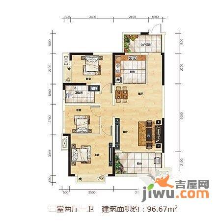 中建御山和苑3室0厅1卫96.7㎡户型图