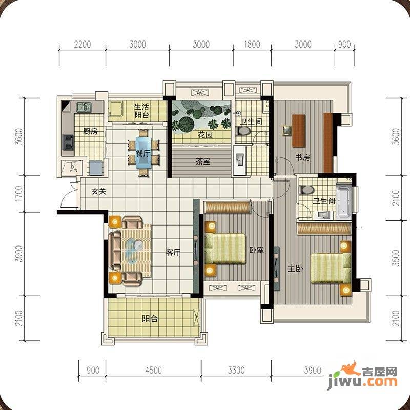 高科慧谷阳光4室2厅2卫145.7㎡户型图