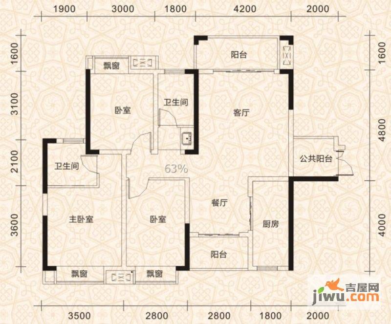 中建御山和苑3室2厅2卫112㎡户型图