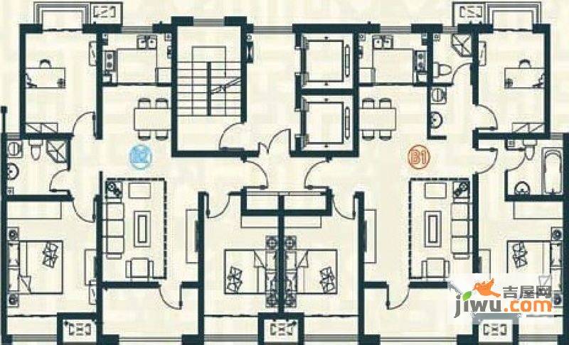 豪邸坊3室2厅2卫110.1㎡户型图