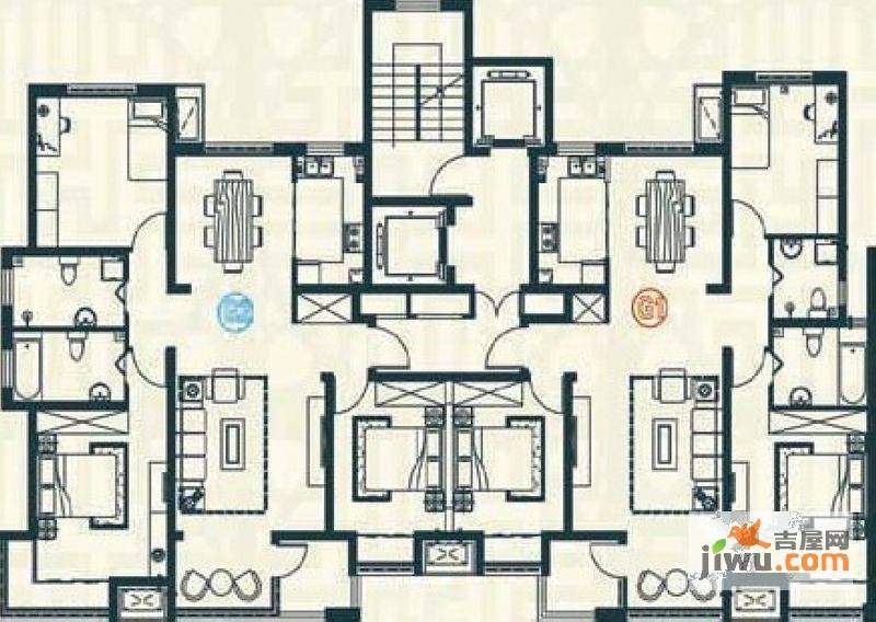 豪邸坊3室2厅2卫117.1㎡户型图