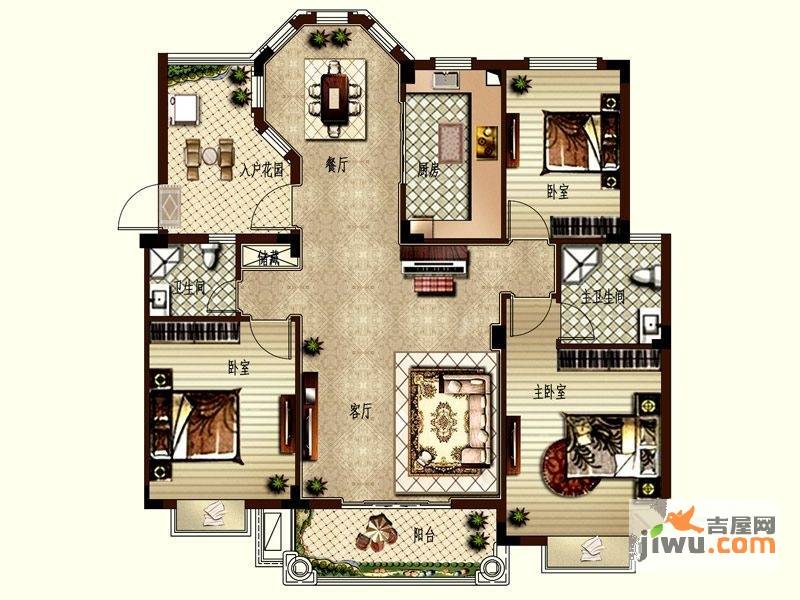 东区小时代3室2厅2卫116㎡户型图