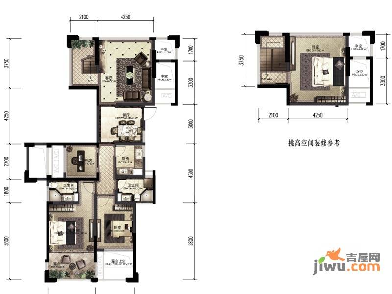 积家4室2厅2卫90㎡户型图