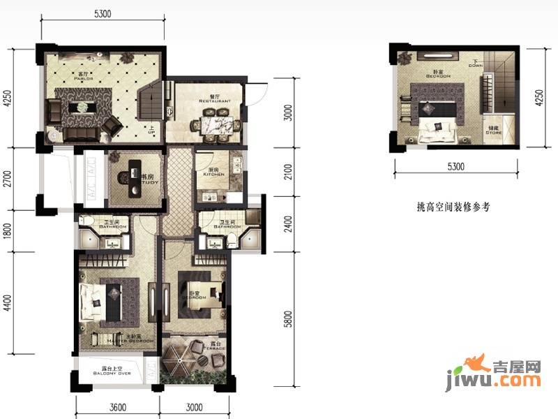 积家4室2厅2卫90㎡户型图