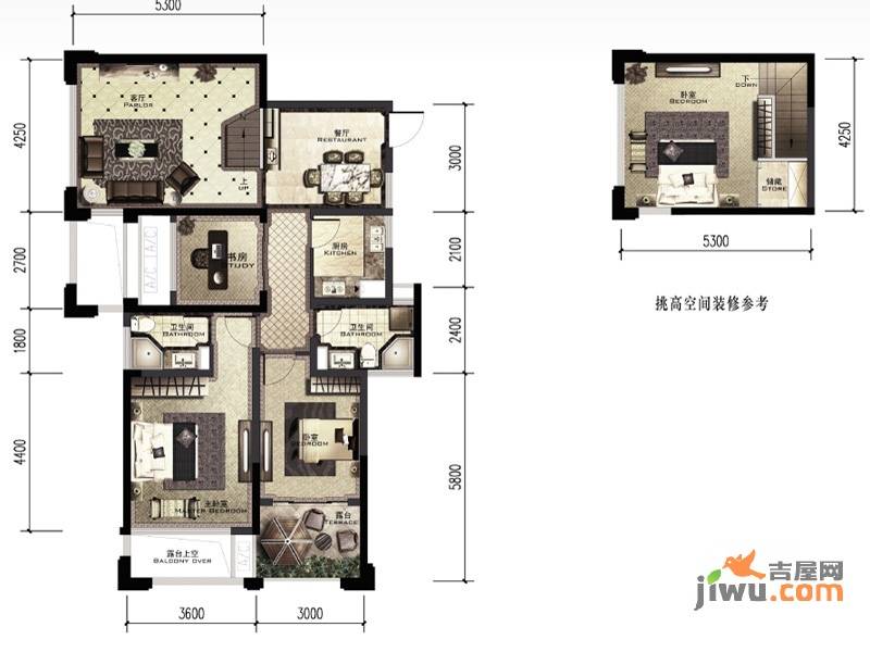 积家4室2厅2卫90㎡户型图