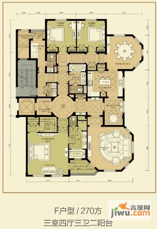 西溪望庄3室4厅3卫户型图