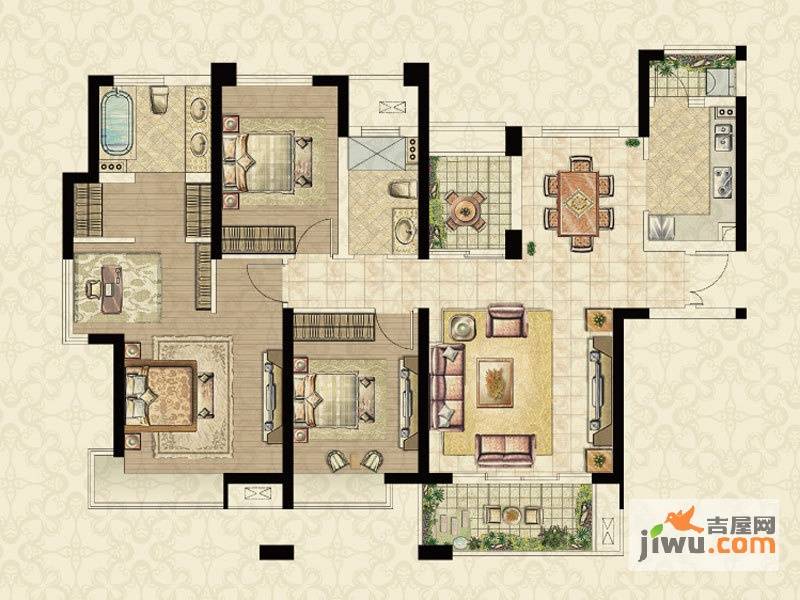 世茂江滨花园4室2厅2卫159㎡户型图