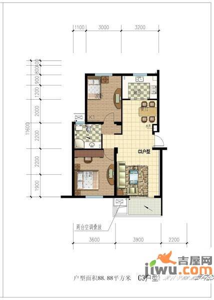 江南文苑普通住宅89㎡户型图