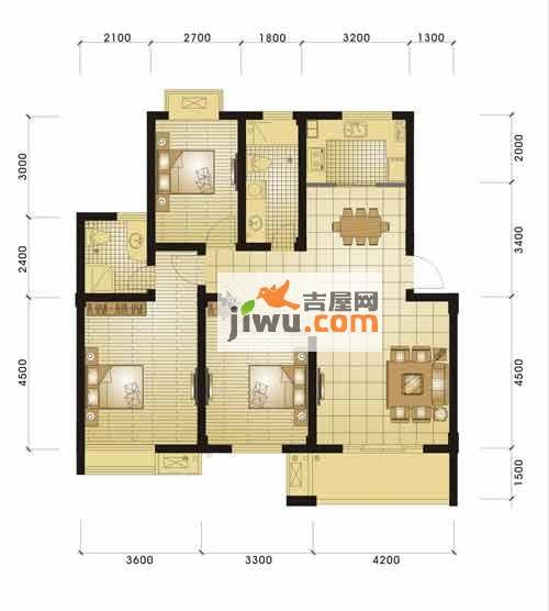 金世纪星运丽园3室2厅2卫户型图