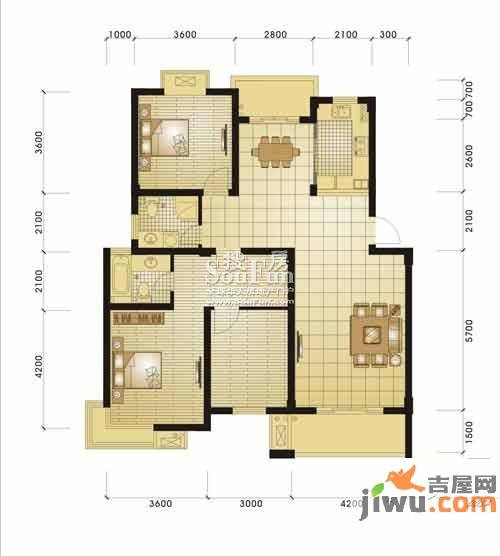 金世纪星运丽园3室2厅2卫户型图