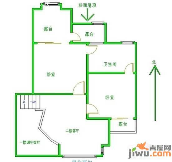 亿丰蔚蓝郡2室2厅1卫90㎡户型图