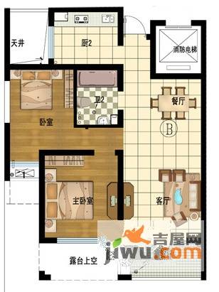 江南铭庭2室2厅1卫89㎡户型图