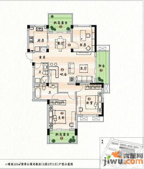 坤和西溪里3室2厅2卫187㎡户型图