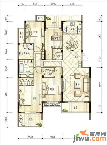 坤和西溪里4室2厅2卫178㎡户型图