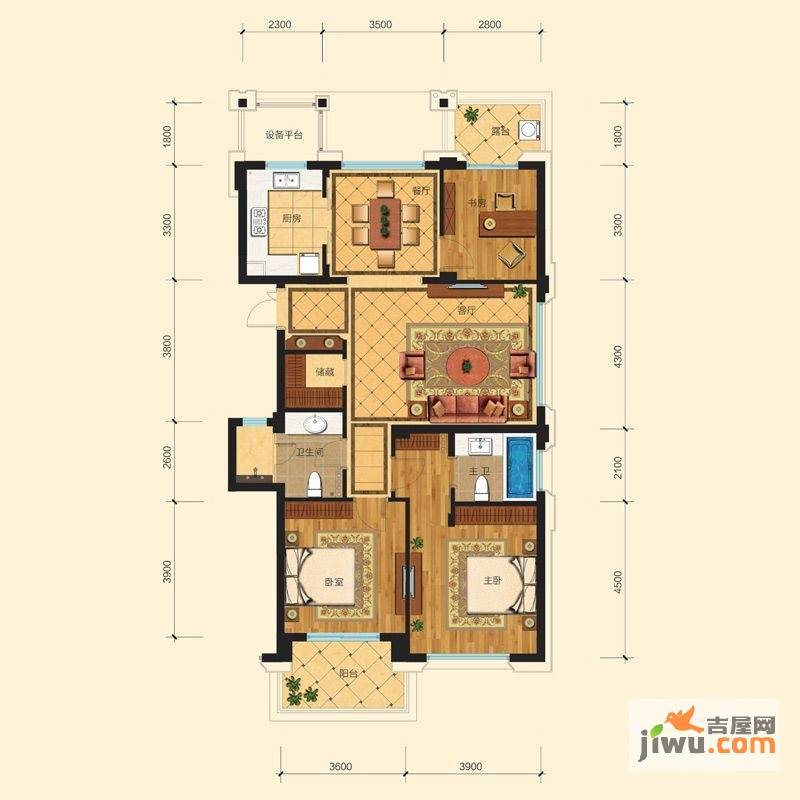 滨江曙光之城3室2厅2卫139㎡户型图