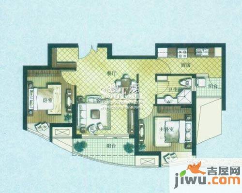 天鸿君邑2室2厅1卫88㎡户型图