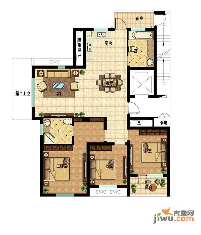 江南铭庭3室2厅1卫139㎡户型图