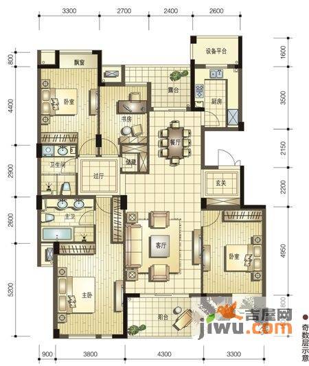 坤和西溪里4室2厅2卫183㎡户型图