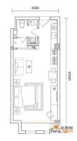 同人精华1室1厅1卫53.1㎡户型图
